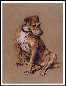 IRISH TERRIER SEATED DOG VINTAGE STYLE DOG ART PRINT POSTER - Picture 1 of 1