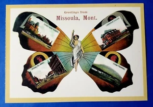 Postcard Butterfly Featuring Missoula Attractions Montana 6"x4.25" - Picture 1 of 2