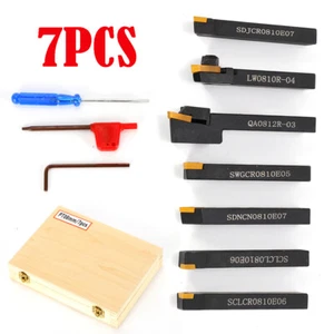 7 tlg Drehstahl Satz 8 X10mm mit Wendeplatten Drehmeißel-Set Drehstähle Drehstah - Bild 1 von 12