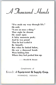 Postcard Indiana Hammond IN A Thousand Hands Poem Doxsee Standard Equipment - Picture 1 of 2