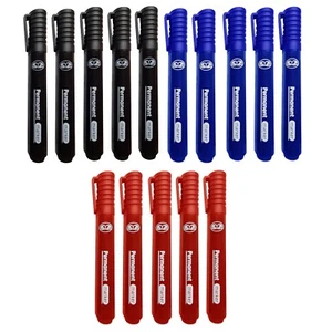 24 x große Permanent Marker Stifte 2 mm Kugelspitze schnelltrocknende Tinte - rot, blau, schwarz - Bild 1 von 54