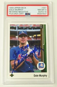 Dale Murphy BRAVES Signed 1989 Upper Deck Reverse Negative Card 357 PSA 10 Auto - Picture 1 of 6