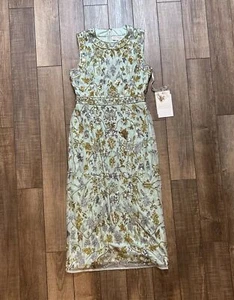 NWT Mac Duggal 8 93761 Sequined High Neck Sleeveless Midi Evening Dress Sage - Picture 1 of 7