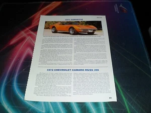Original 1971 Chevrolet Corvette 1972 Camaro RS/SS 396 & 1973 Chevelle SS 454 - Imagen 1 de 2