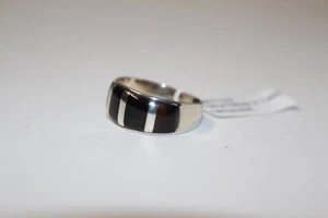 Santa Fe Style Black Onyx and Silver Ring Size 7 .925 Sterling Silver NWT - Picture 1 of 8
