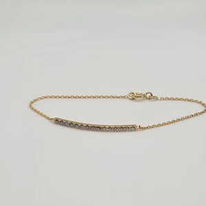 Bracelet or jaune 18 carats serti d'une barrette de diamants de laboratoire - Picture 1 of 5