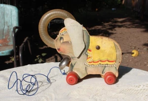 Vintage MCM 1959 FISHER - PREIS 735 Jonglieren Jumbo Zug Spielzeug Elefant SELTEN - Bild 1 von 7