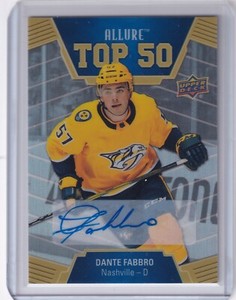 2019-20 Upper Deck Allure Top 50 Auto Blue Dante Fabbro Nashville Predators 