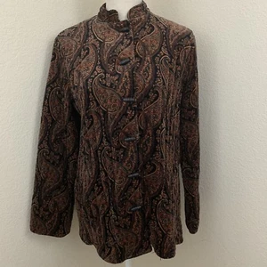 Damengröße Medium? 1970er 70er Jahre inspirierte Jacke braun Paisley Kippknöpfe - Bild 1 von 7
