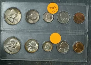 1957 US Mint Set in supporti di plastica brillanti non circolati toni 10 monete totali* - Foto 1 di 6