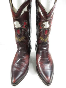 Rare Men's TEXAS brand boot western leather cordovan,inlay BALD EAGLE 9.5D $775 - Picture 1 of 9