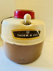 VTG 1960s Knapp-Monarch 1 Gal Therma-A-Jug With Water Cup 10x9” Two-Tone Metal - Picture 1 of 22