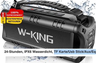 W-KING Lautsprecher Bluetooth Tragbarer Musikbox Druckvollem Boxen Box Deep Bass 24H