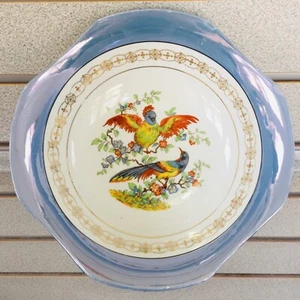 💥 40er Jahre Bayrisch Blau & Gold Glanzgeschirr Schale Vögel Fasane Germany 💥 - Bild 1 von 13