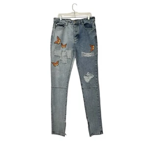 boohoo Man 34L - 34Wx36L Button Fly High Waist Zip Ankle Tall Blue Jeans NWT - Bild 1 von 18