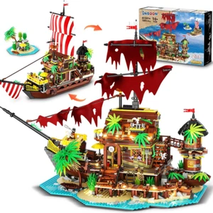 Pirate Shipwreck House Building Set w/ LED Light, 2-in-1 Ship Model (1854 Pcs) - Picture 1 of 12