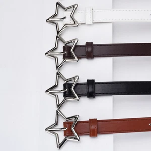 Cintura in pelle pentagramma vita lega fibbia a stella bambini cintura in pelle pu moda - Foto 1 di 29