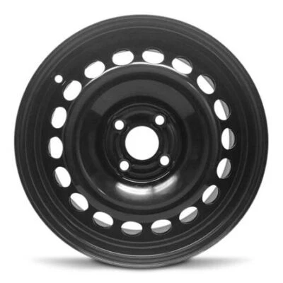 15x6 Inch Steel Wheel Rim for 2004-2021 Chevrolet Aveo 4 Lug 100mm Black - Image 1 of 4