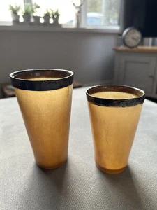 Vaso/copa/vaso de cuerno con borde plateado con sello - Imagen 1 de 9