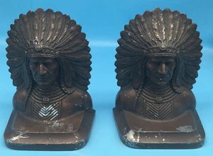 Jennings Brothers Indian War JB 2061 Bronze Metal Art Statue Bookends Antique - Picture 1 of 11