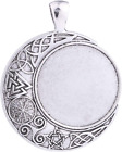 15Pcs 25Mm Moon Round Antique Silver Trays Bezels Cameo Setting Cabochon Pendant