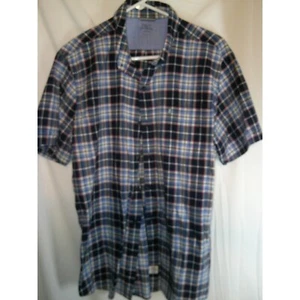 IZOD Saltwater Plaid Shirt Relaxed Classics Short Sleeve Button Up L - Picture 1 of 3
