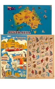 3pcs Australian Souvenir Cotton Tea Towel Kitchen Towels MAP Melbourne 48 x 80cm - Picture 1 of 6