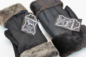 REAL GENUINE SHEEPSKIN SHEARLING LEATHER GLOVES UNISEX Fur Winter 2 Colors S-2XL - Picture 1 of 14