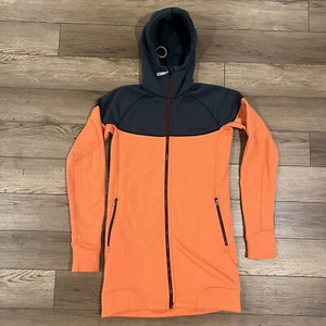 HOUDINI SPORTSWEAR Hoodie Jacket Mens Medium Orange Full Zip Hooded Thumb Holes - Picture 1 of 6