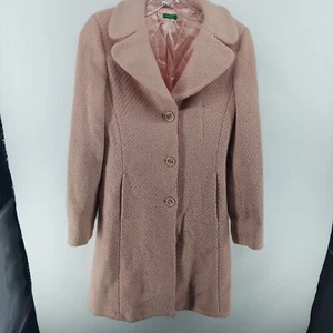 Rosa Damenmantel Damengröße 2 rosa gefüttert 3 Knöpfe vorne lässig schmal Wollmischung - Bild 1 von 13