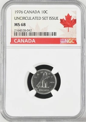 1976 Canada 10 Cent Uncirculated Set Issue NGC MS68 - Image 1 of 4
