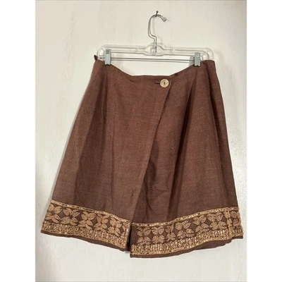 Maxi Falda Vintage Krizia Para Mujer 4 Seda Marrón Cuentas Parte Inferior Estilo Boho Foto 1 de 4