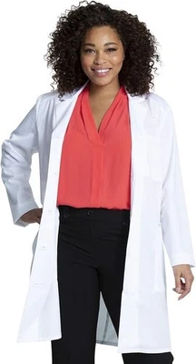 Cherokee Scrubs Women's 37" Lab Coat CK421 WHT White Free Shipping - Image 1 of 3