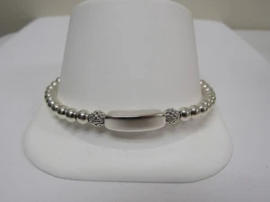 Designer LAGOS Sterling Silver Signature Caviar Stretch ID Bracelet - Picture 1 of 6