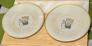 Vintage Glass French Cat Plates Pair 1970’s - Picture 1 of 4