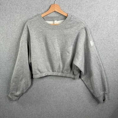 Alo Yoga Devotion Cropped Pullover Sweatshirt Women Large Gray Fleece Athleisure - Image 1 of 4