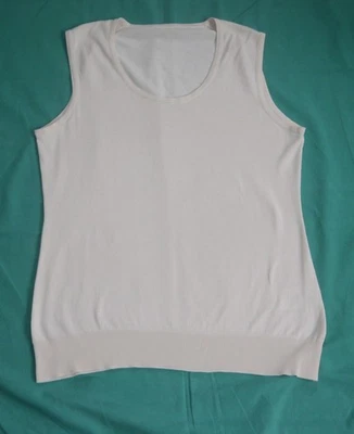 John Smedley Sail Scoop Neck Cream/Beige  L Sea Island Cotton Sleeveless Top VGC - Image 1 of 2