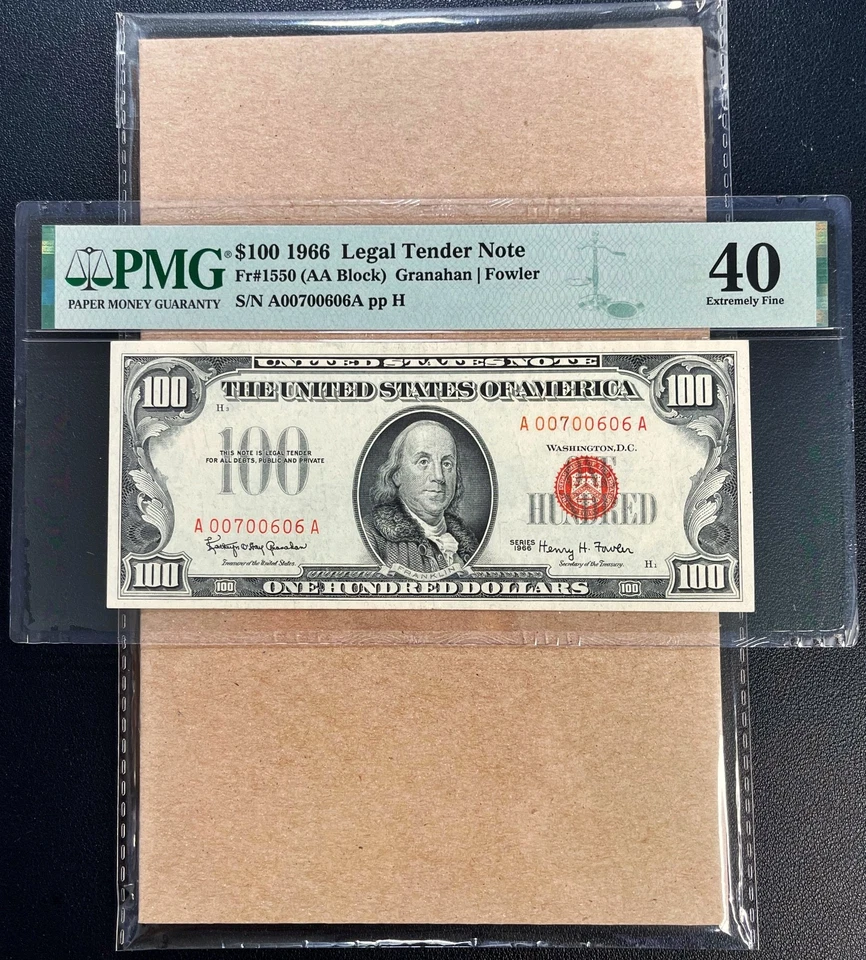 Fr. 1550 1966 $100 Legal Tender PMG 40 - XF - Image 1 of 2