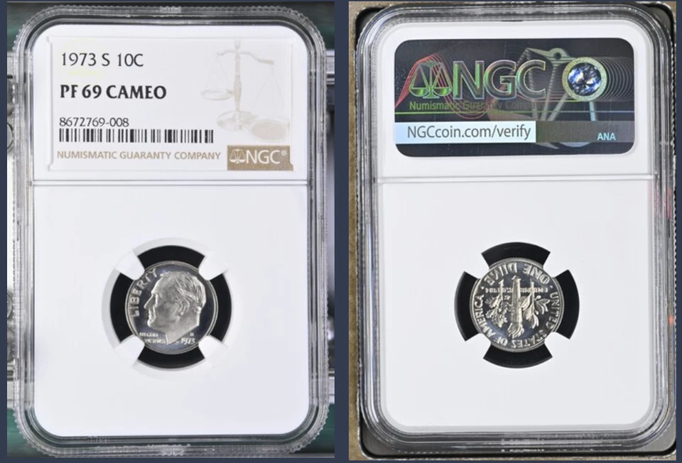 1972-S NGC PF69 CAMEO 10C ROOSEVELT DIME - Image 1 of 1