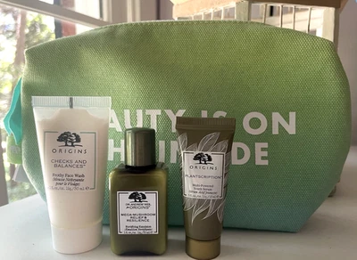 Origins 4-Pc Skincare Set ~ Checks Balances, Plantscription, Mega Mushroom, Bag - Image 1 of 4