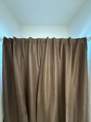 Cortina marrón chocolate, oscurecimiento de habitación, tela de poliéster, fácil cuidado-52 (W) x 72 (H) Foto 1 de 4