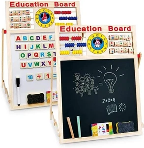 6 in 1 Educational Board Learning Skills Activity Drawing Double Sided Wooden - Picture 1 of 7
