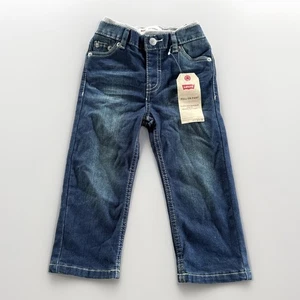 Boys Levi's 514 Straight 24T Regular Fit Blue Dark Wash Jeans Toddler Kids - Picture 1 of 9