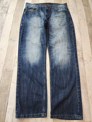 Rocawear Classic Fit Blue Denim Jeans Men's 36x33 Embroidered Pockets - Image 1 of 4