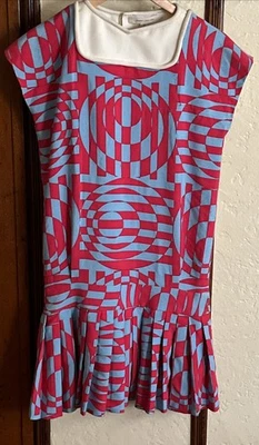 Marc Jacobs 粉色和蓝色几何图案连衣裙 二手 尺寸 4 — 第 1/4 张图片