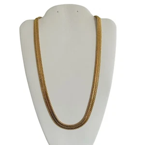 Collana Monet Vintage Tono Oro Girocollo Catena Spina di Pesce 16" - Foto 1 di 6