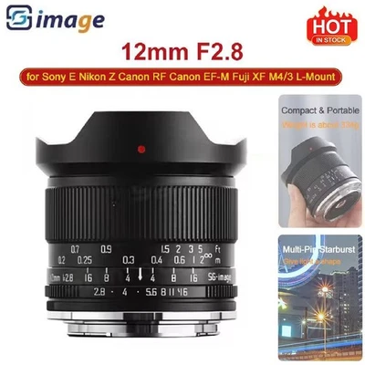 SGimage Ultra Wide Angle 12mm F2.8 Manual Lens for Sony E Canon RF EOS M Fuji X - Image 1 of 4