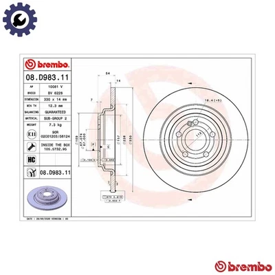 2x BRAKE DISC 08.D983.11 FOR MERCEDES-BENZ OM 654.920 2.0L 4cyl GLE 2.9L 6cyl - Image 1 of 4