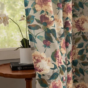 Mischung Leinen Pflanze Vorhänge 72 Zoll Länge - Ausgefallene Blumen Blatt Garten Vorhänge... - Bild 1 von 6