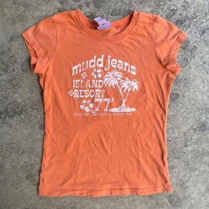 Vintage Y2K Mudd Baby Tee Medium Orange Karibik Küste Strand Schlamm Jeans - Bild 1 von 4